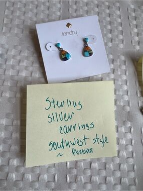 Laundry by Shelli Segal Multi-Color Teardrop Inlay Earrings with Turquoise Tops